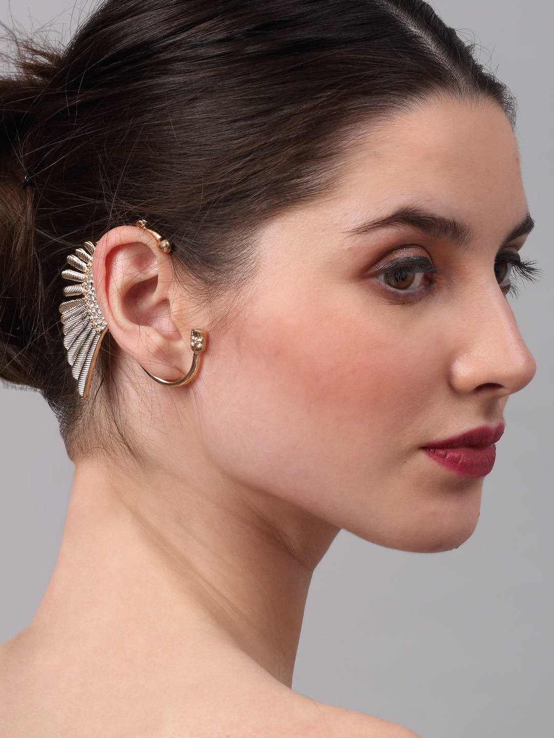 YouBella Fashion Jewellery Gold Plated Wing Shape Earcuff Earring for Girls and Women - for Single Ear (Gold) (YBEAR_33136)